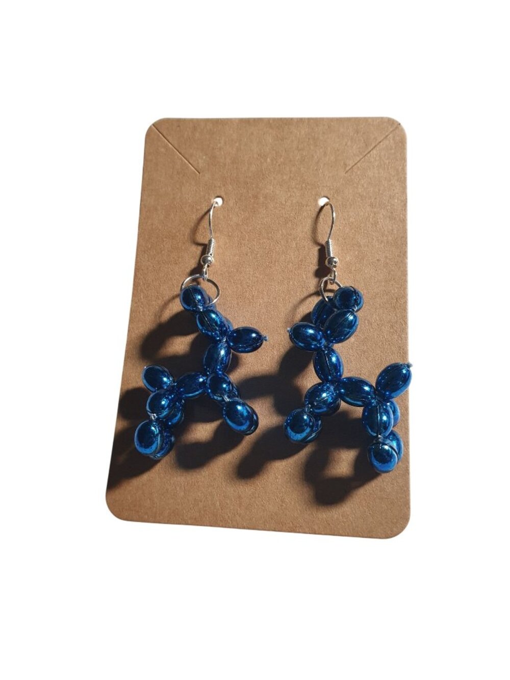 Blue Balloon Animal Dangle Earrings Fun Novelty Jewelry Unique Gift 2.25 Inches
